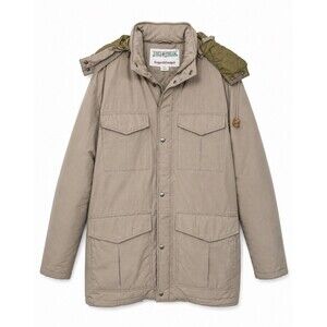 Field & Stream Coat Men's LT Beige Hooded Insulated Down Parka Winter Jacket